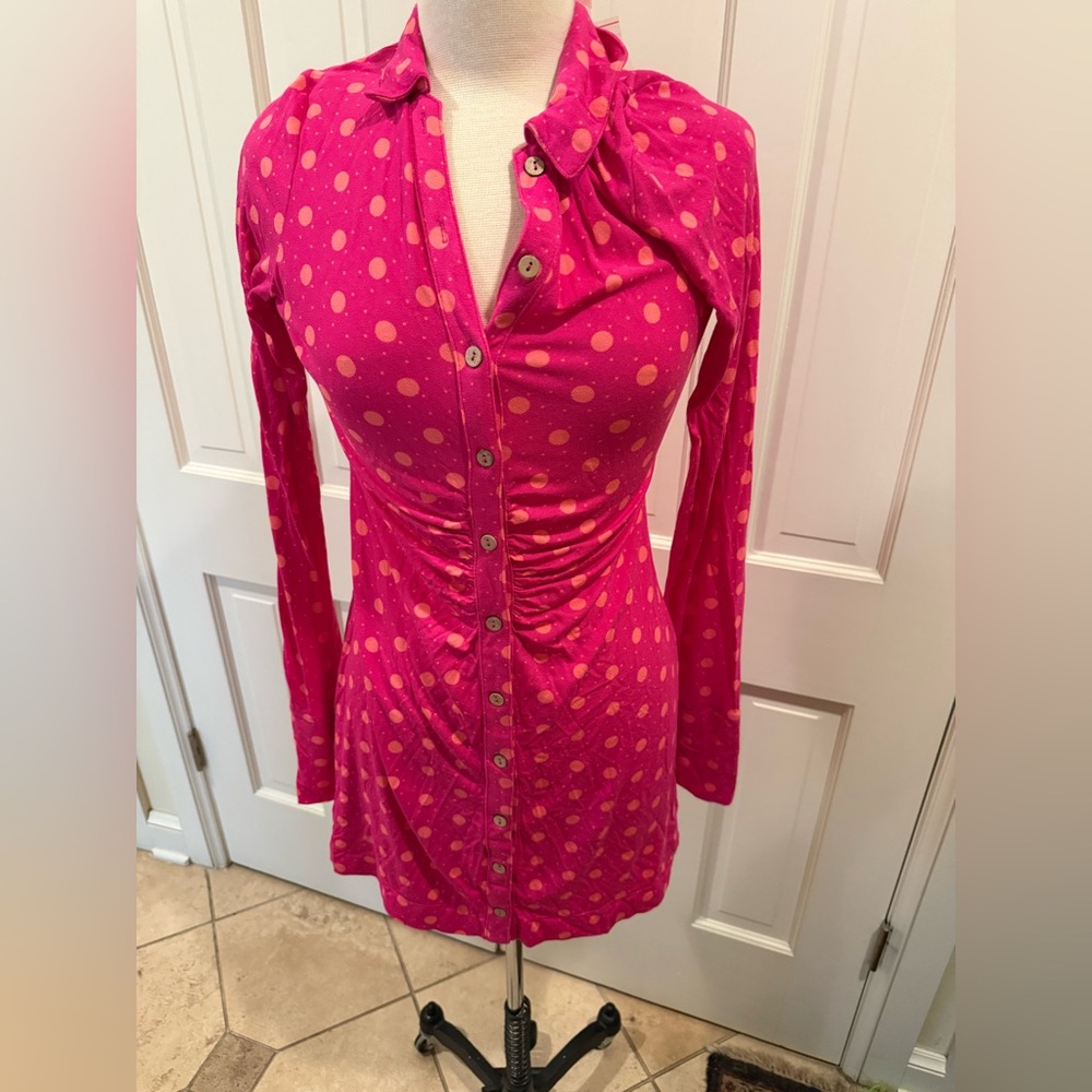 NWOT Free People Shayla Mini Dress Pink Polka Dot Medium